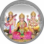 Laxmi Ganesh Silver Coin | Colored Embossed | 99% Pure silver 10 grams